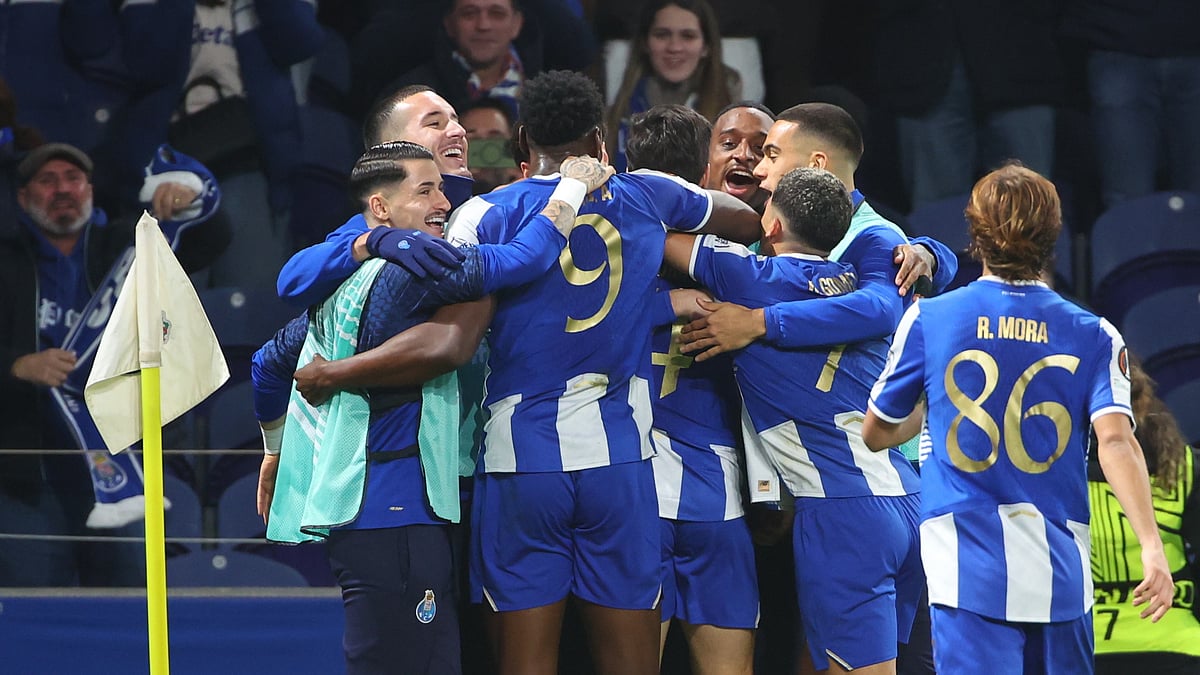 | Photo: AP/Luis Vieira : Porto players celebrate after Francisco Moura scored their second goal during the Europa League opening phase soccer match between FC Porto and Rangers FC in Porto, Portugal, Thursday, Jan. 29, 2026. 