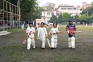 | Photo: Sandipan Chatterjee : Little girls during a practice session at the Baghajatin Athletic Club