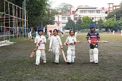 | Photo: Sandipan Chatterjee : Little girls during a practice session at the Baghajatin Athletic Club