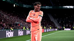 Barcelona's goalscorer Lamine Yamal