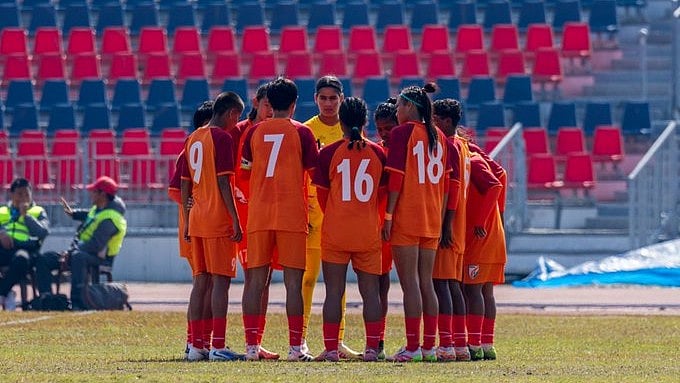 IndianFootball/X : India U17 women's football team in action against Bangladesh in SAFF U-19 Women's Championship 2026. 