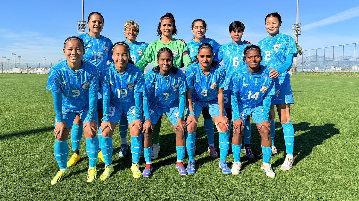 AIFF : The senior India women's football team poses for a photograph ahead of the friendly against Zvezda-2005 Perm.