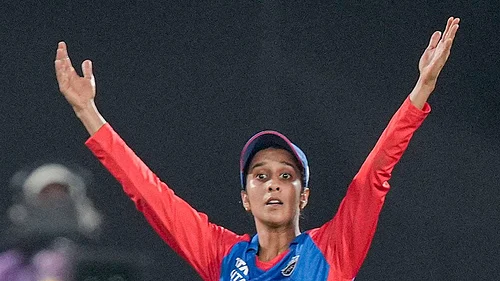 | Photo: PTI/Kunal Patil : Delhi Capitals captain Jemimah Rodrigues gestures during the Womens Premier League (WPL) 2026 final T20 cricket match between Delhi Capitals and Royal Challengers Bengaluru, at Baroda Cricket Association Stadium, Kotambi in Vadodara, Gujarat.