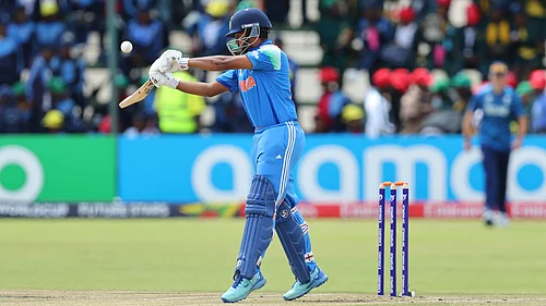 | Photo: X/BCCI : India U19s Ayush Mhatre in action during the ICC Under-19 Cricket World Cup final match against England U19 on February 6, 2026.