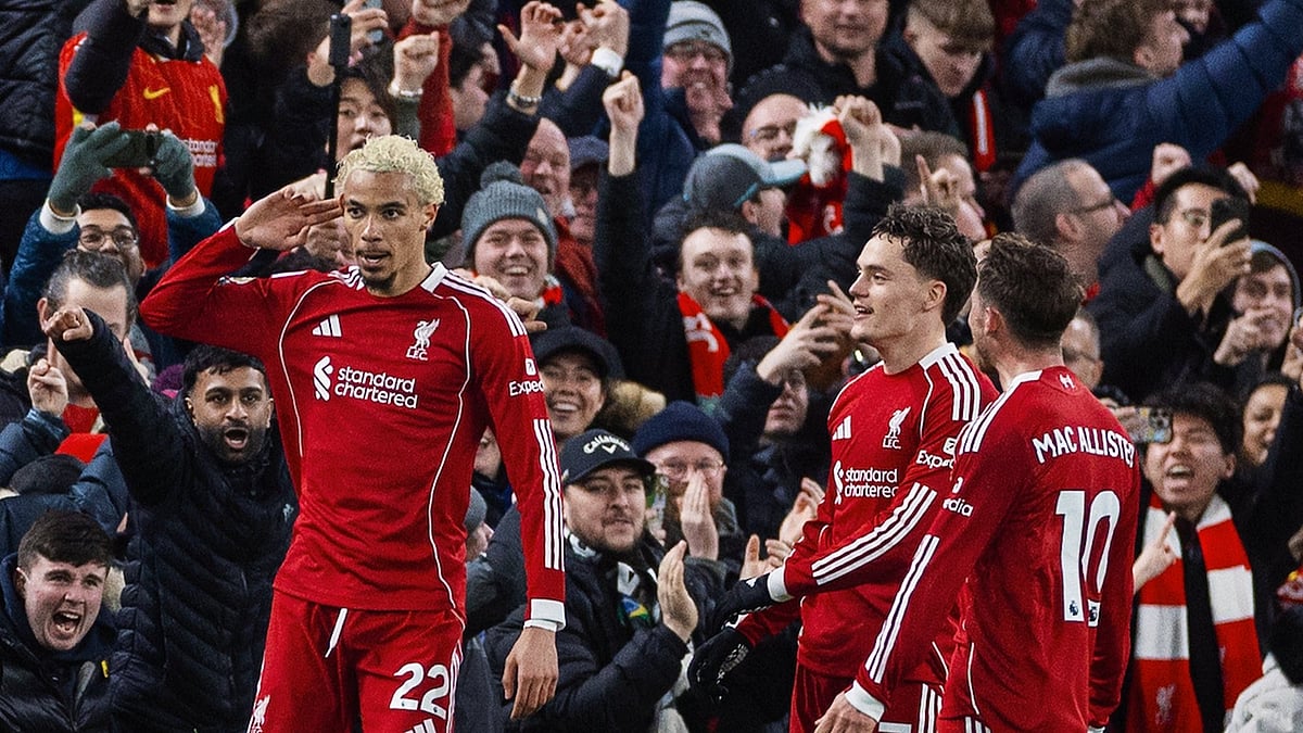 LFC/X : Liverpool footballers celebrating a goal during Premier League 2025-26  match against Newcastle United. 