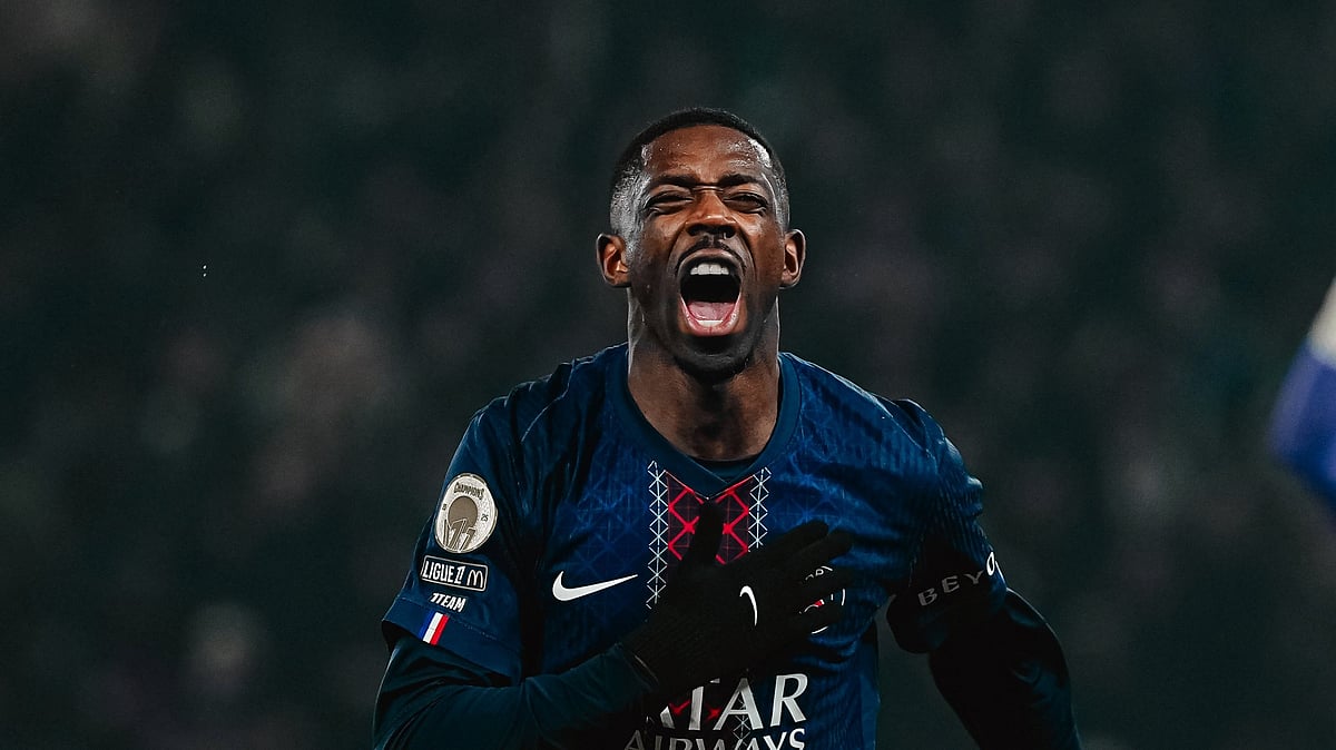 PSG_English/X : Ousmane Dembele celebrates after scoring brace against Marseille in Ligue 1 2025-26 match. 