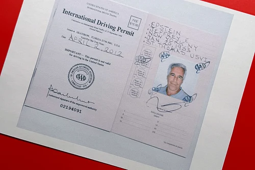 AP Photo/Jon Elswick : A document that was included in the U.S. Department of Justice release of the Jeffrey Epstein files, photographed Wednesday, Feb. 4, 2026, shows an April 2012 International Driving Permit for Epstein.