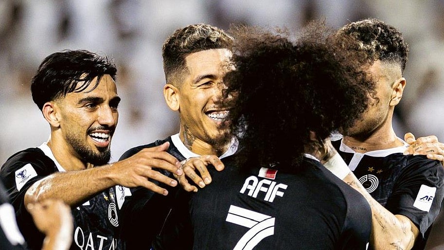 AlsaddSC/X : Al Sadd footballers celebrating after scoring against Tractor Sazi in AFC Champions League 2025-26 elite group B match