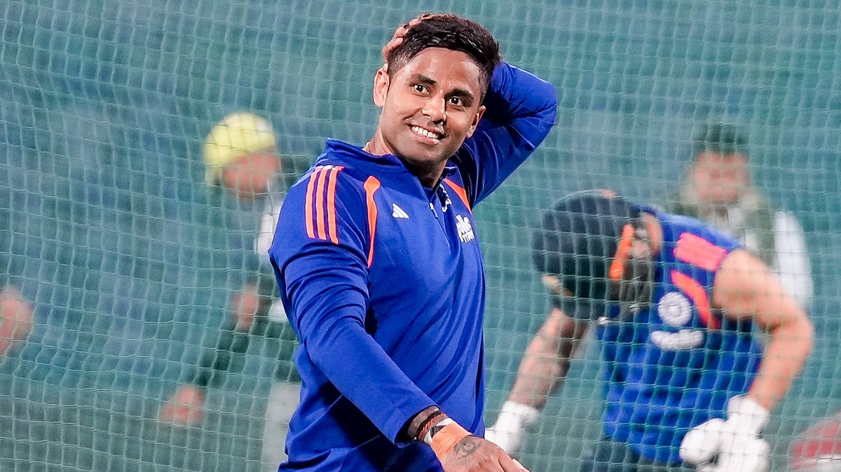 PTI : Indias captain Suryakumar Yadav trains ahead of their ICC T20 World Cup 2026 match against Namibia, at the Arun Jaitley Stadium in New Delhi.