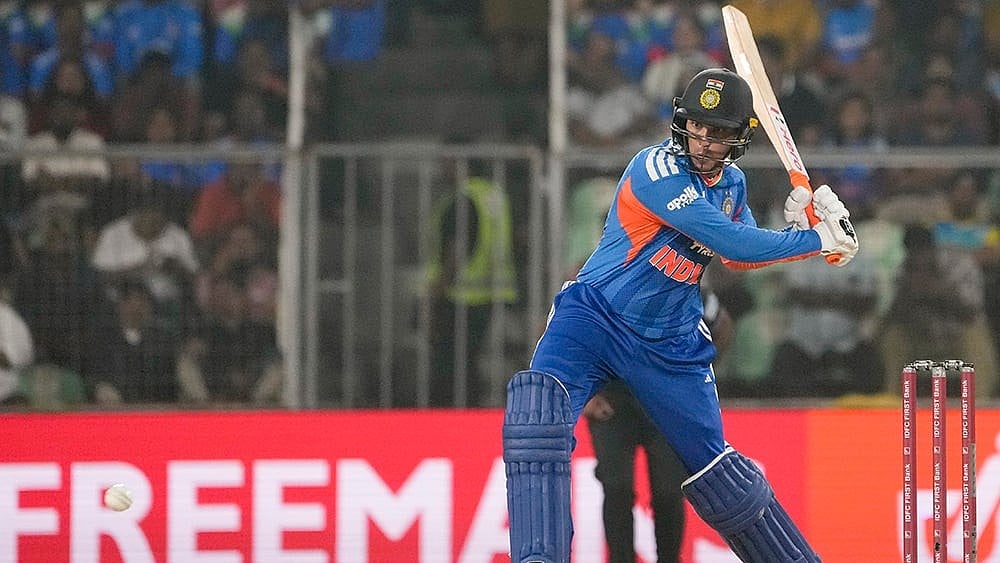 | Photo: PTI/R SenthilKumar : Indias Abhishek Sharma plays a shot during the fifth and final T20 International cricket match between India and New Zealand, at the Greenfield International Stadium, in Thiruvananthapuram, Kerala.