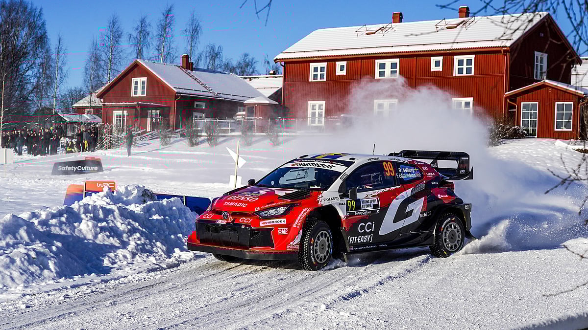 @World / Red Bull Content Pool : Oliver Solberg & Elliott Edmondson on Rally Swedens shakedown stage.