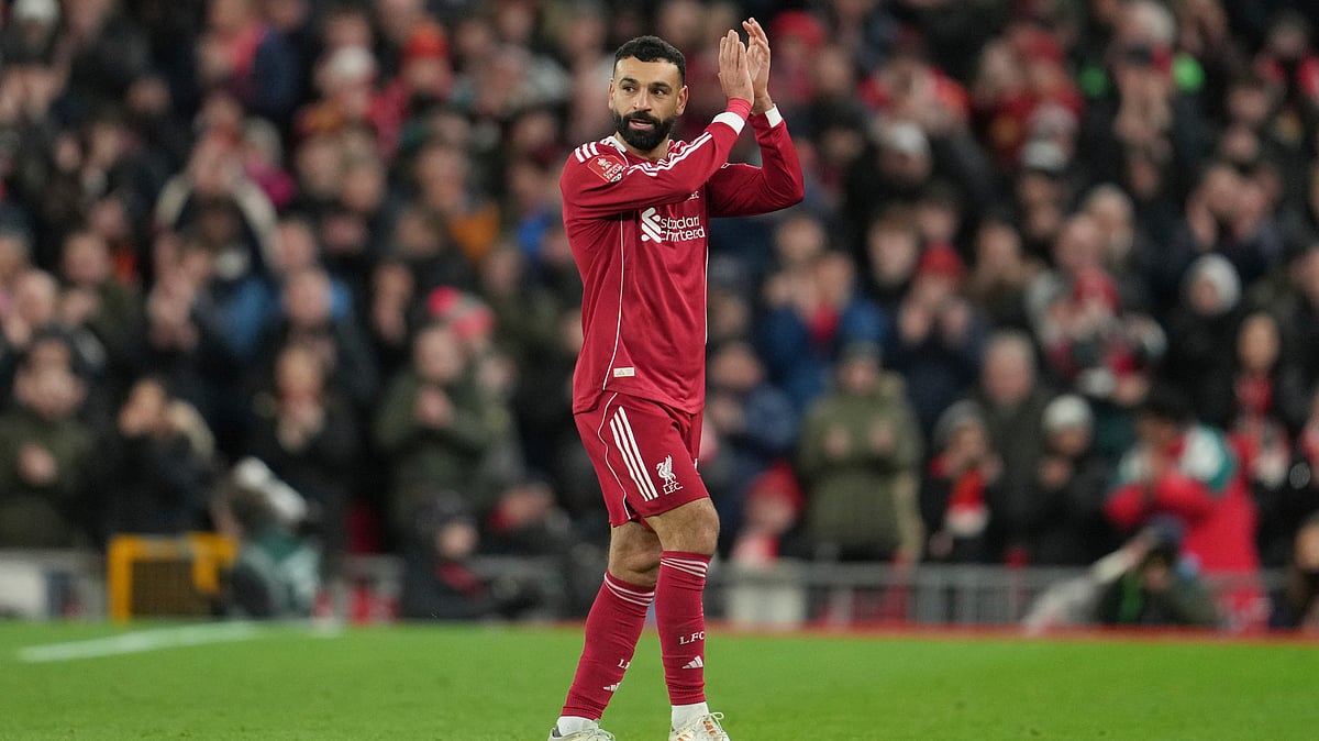 (AP Photo/Jon Super) : Liverpool Vs Brighton Highlights, FA Cup 2025-26 Fourth Round: Liverpool's Mohamed Salah applauds the fans as he is substituted during the English FA Cup fourth round soccer match between Liverpool and Brighton and Hove Albion in Liverpool, England, Saturday, Feb. 14, 2026.