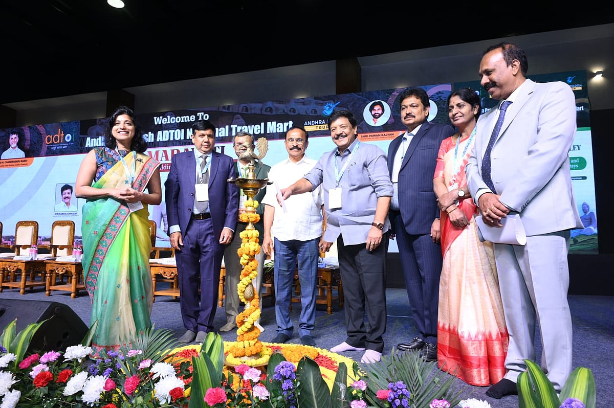 Ceremonial lamp lighting at the inauguration of the Andhra Pradesh Travel Mart