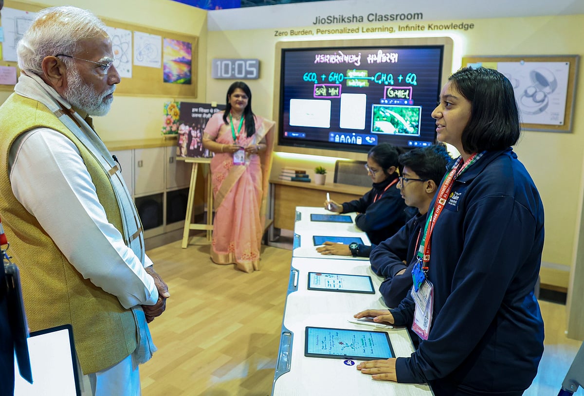  PTI : In this image received on Feb. 16, 2026, Prime Minister Narendra Modi during the inauguration of India AI Impact Expo, at Bharat Mandapam in New Delhi.