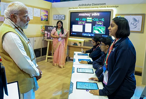 PTI : In this image received on Feb. 16, 2026, Prime Minister Narendra Modi during the inauguration of India AI Impact Expo, at Bharat Mandapam in New Delhi.