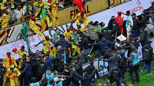 | Photo: AP/Youssef Loulidi : Senegal supporters clash with security services after a controversial penalty was awarded to Morocco late on during the Africa Cup of Nations final soccer match between Senegal and Morocco in Rabat, Morocco, Sunday, Jan. 18, 2026.