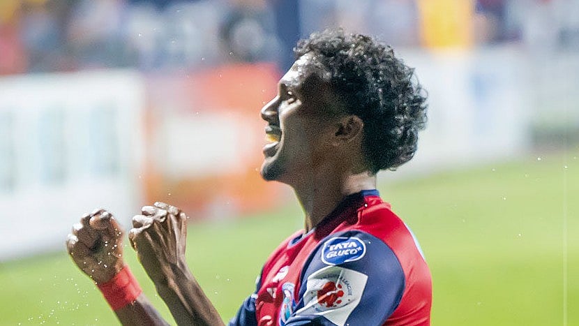 JamshedpurFC/X : Vincy Barreto celebrating his goal against Punjab FC in ISL 2025-26. 