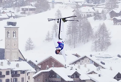| Photo: AP/Lindsey Wasson : United States Christopher Lillis competes during the mens freestyle skiing aerials finals at the 2026 Winter Olympics, in Livigno, Italy.