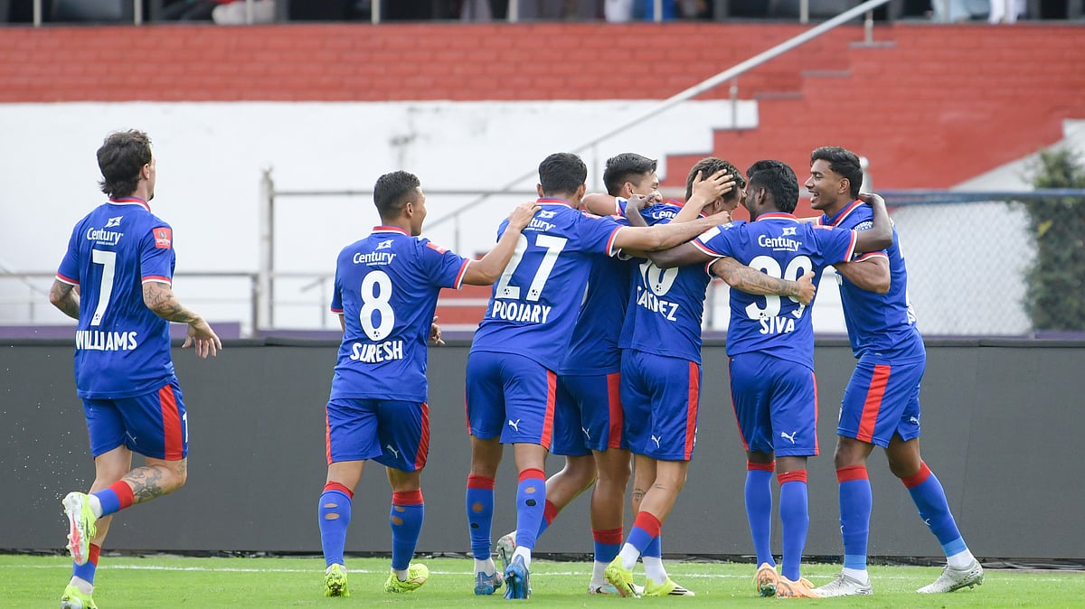 bengalurufc/X : Bengaluru FC footballers celebrating Braian Sanchez' goal against NorthEast United in ISL 2025-26. 