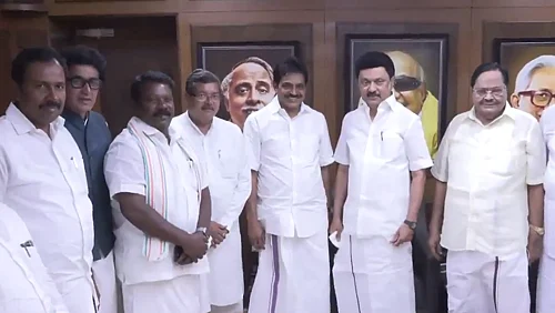 X : DMK leaders including MK Stalin meet K C Venugopal