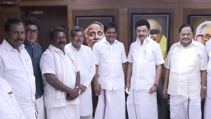 X : DMK leaders including MK Stalin meet K C Venugopal