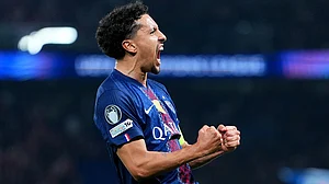 PSG captain Marquinhos celebrates his goal against Monaco