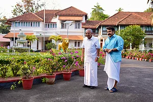 Special Arrangement : Chief Minister Pinarayi Vijayan with actor Mohanlal during the interview at Cliff House, the Chief Minister’s official residence in Thiruvananthapuram
