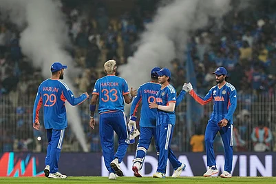 | Photo: AP/Mahesh Kumar A. : Indian players celebrate after winning the T20 World Cup cricket match between India and Zimbabwe in Chennai, India.