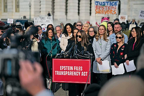 Demanding Justice: Survivor Haley Robson speaks alongside lawmakers during a news conference on the Epstein Files Transparency Act in Washington DC on November 18, 2025
