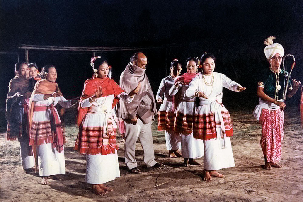 | Photo Courtesy: MSFDS : The Pioneer: Manipuri filmmaker and composer Aribam Syam Sharma (centre) on the film set of Ishanou