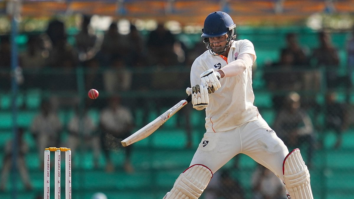 (PTI Photo/Shailendra Bhojak) : Hubballi: Jammu and Kashmirs Qamran Iqbal plays a shot on day four of the Ranji Trophy 2025-26 final cricket match between Karnataka and Jammu and Kashmir, at KSCA Cricket Stadium, in Hubballi, Dharwad district, Friday, Feb. 27, 2026.