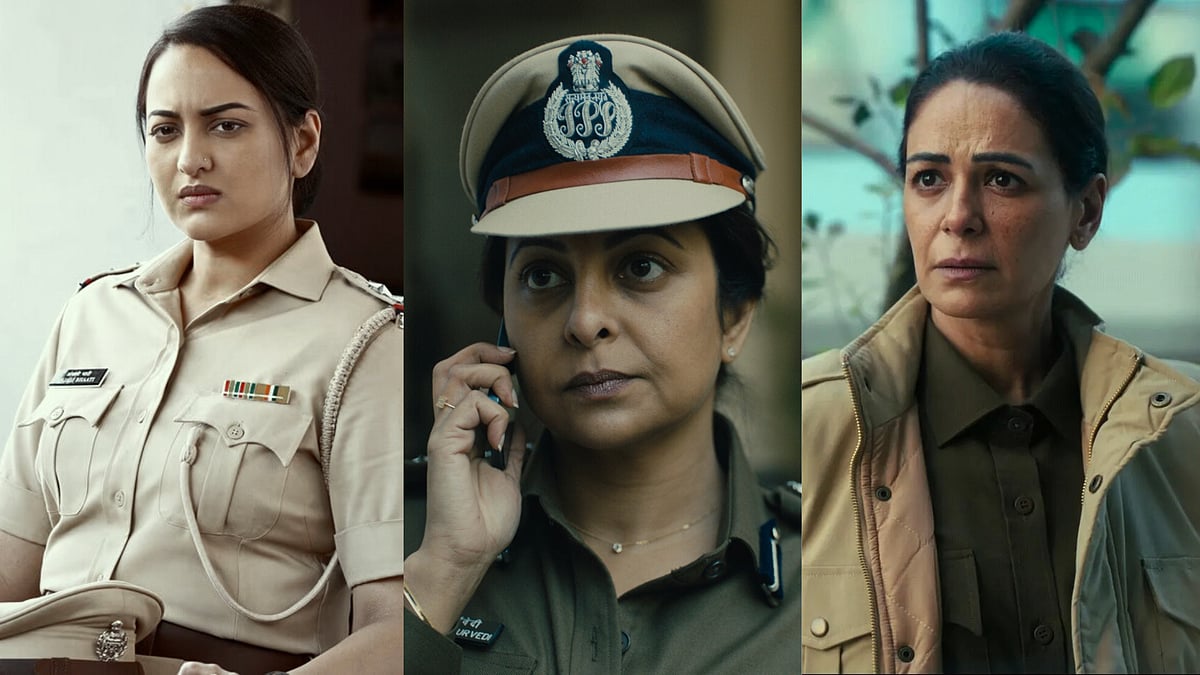 Illustration : Women-Led Cop Dramas (L-R) Sonakshi Sinha, Shefali Shah &  Mona Singh
