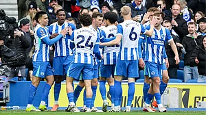 Brighton celebrate against Nottingham Forest