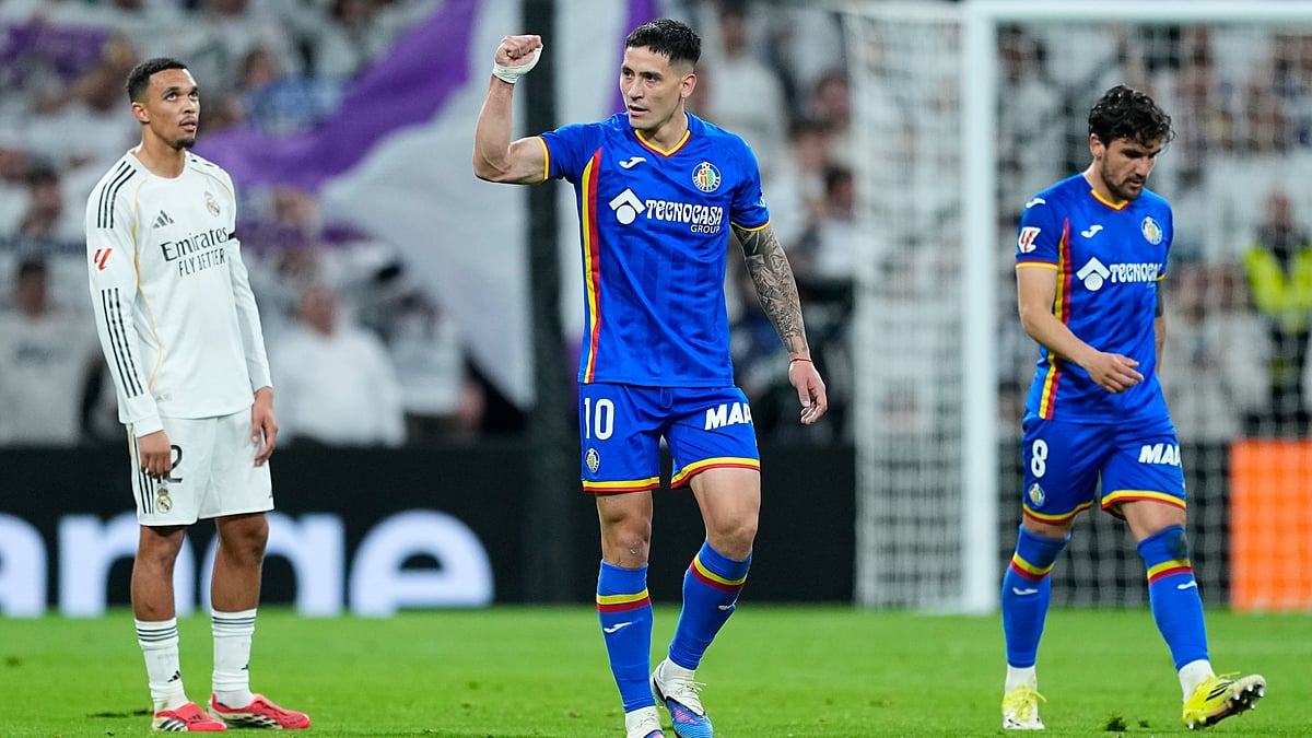 Opta : Martin Satriano celebrates following his sensational goal at the Estadio Santiago Bernabeu