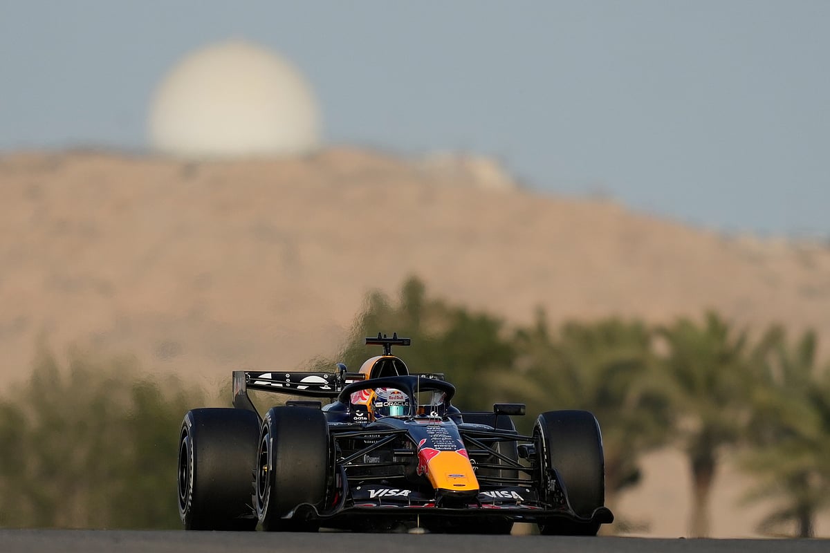 | Photo: AP/Altaf Qadri : Red Bull driver Max Verstappen of the Netherlands steers his car during a Formula One pre-season test at the Bahrain International Circuit in Sakhir, Bahrain, Feb. 11, 2026. 