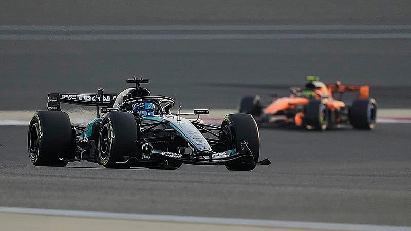 AP : Mercedes driver George Russell of Britain steers his car during a Formula One pre-season test at the Bahrain International Circuit in Sakhir, Bahrain.