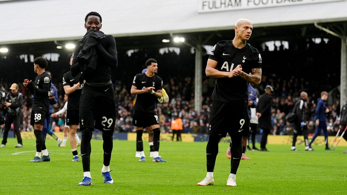 | Photo: PA/John Walton via AP : Tottenham Hotspur's Pape Matar Sarr, left, and Richarlison on the pitch after their English Premier League soccer match against Fulham in London, Sunday, March 1, 2026.