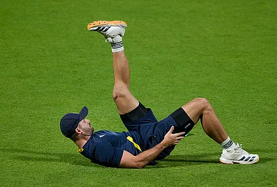 | Photo: PTI/Swapan Mahapatra : South Africas captain Aiden Markram during a training session ahead of the ICC Mens T20 World Cup 2026 first semifinal cricket match between New Zealand and South Africa, at Eden Gardens, in Kolkata.
