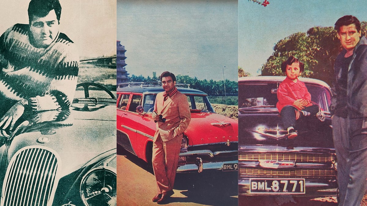 Karls Archive  : Feroze Khan With His Jaguar, Premnath Beside His Plymouth, And Shammi Kapoor In A Chevrolet