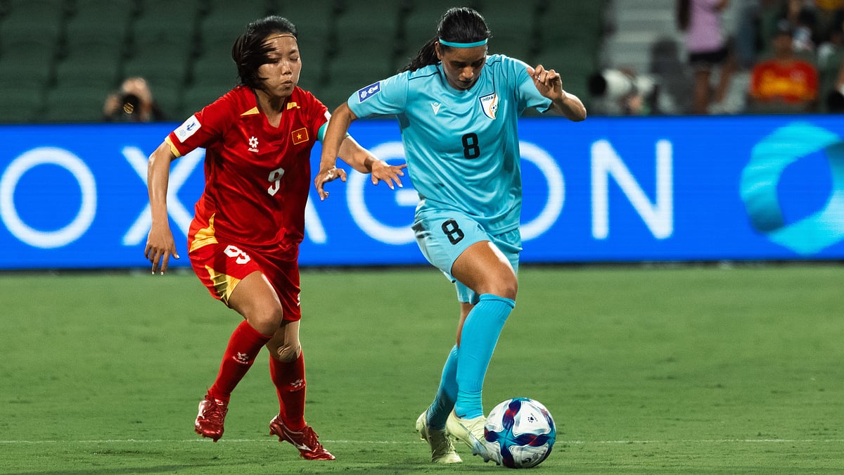 | Photo: AIFF : India's Sanju Yadav in action during the AFC Women's Asian Cup match against Vietnam on March 4, 2026.