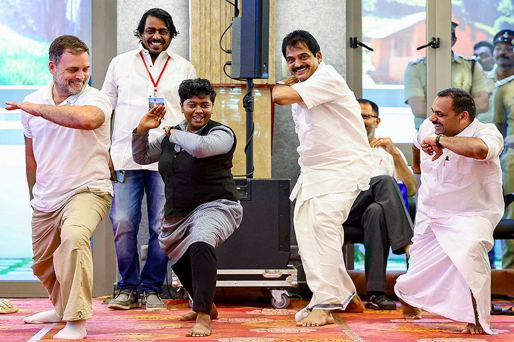 | Photo; AICC via PTI : In this image received on March 6, 2026, Leader of Opposition in the Lok Sabha Rahul Gandhi, Congress leader KC Venugopal and others during an interaction with students at Marian College, Kuttikkanam, in Idukki district, Kerala.