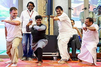 | Photo; AICC via PTI : In this image received on March 6, 2026, Leader of Opposition in the Lok Sabha Rahul Gandhi, Congress leader KC Venugopal and others during an interaction with students at Marian College, Kuttikkanam, in Idukki district, Kerala.