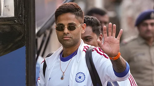 PTI : Indias captain Suryakumar Yadav arrives ahead of the ICC T20 World Cup 2026 final against New Zealand, at Sardar Vallabhbhai Patel International Airport in Ahmedabad.