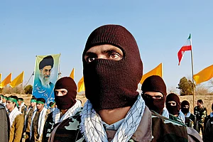 Military Network: The Basij militia, affiliated to the IRGC, during a parade near Tehran