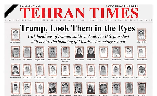 X.com :
The Tehran Times, known for reflecting the views of the Iranian establishment, used its front page to counter that assertion, placing the human cost of the conflict at the center of the debate.