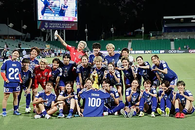 | Photo: AP/Gary Day : Japan players react following the Womens Asian Cup soccer match between Japan and Vietnam in Perth, Australia.