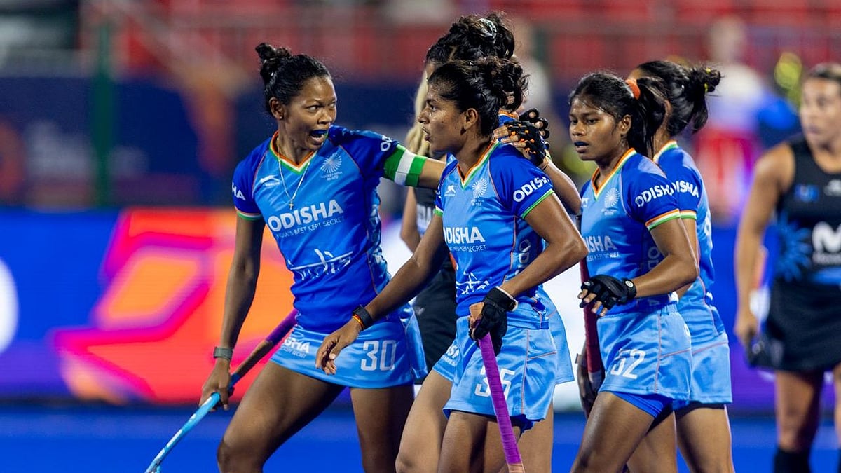 Photo: Hockey India : The Indian womens hockey team in action at the FIH World Cup 2026 Qualifiers in Hyderabad.