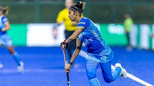 Hockey India : Navneet Kaur in action during the India vs Wales, FIH Womens Hockey World Cup Qualifiers match in Hyderabad.