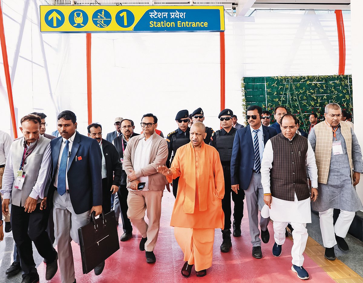 UP CM Yogi Adityanath reviews station facilities during an official visit