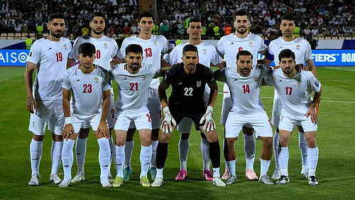 | Photo: AP/Vahid Salemi : Iranss players pose for a team photo before an Asian group A qualifying soccer match against North Korea for the 2026 World Cup, June 10, 2025, at Azadi Stadium in Tehran, Iran.